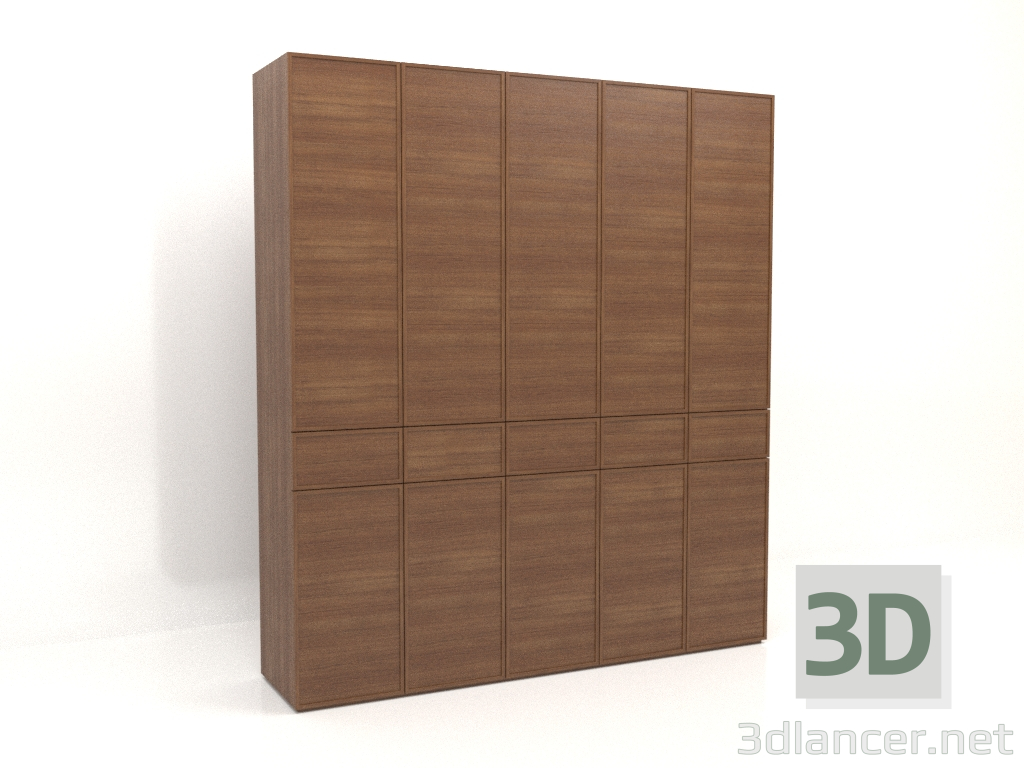 3d model Wardrobe MW 03 wood (2500x580x2800, wood brown light) - preview