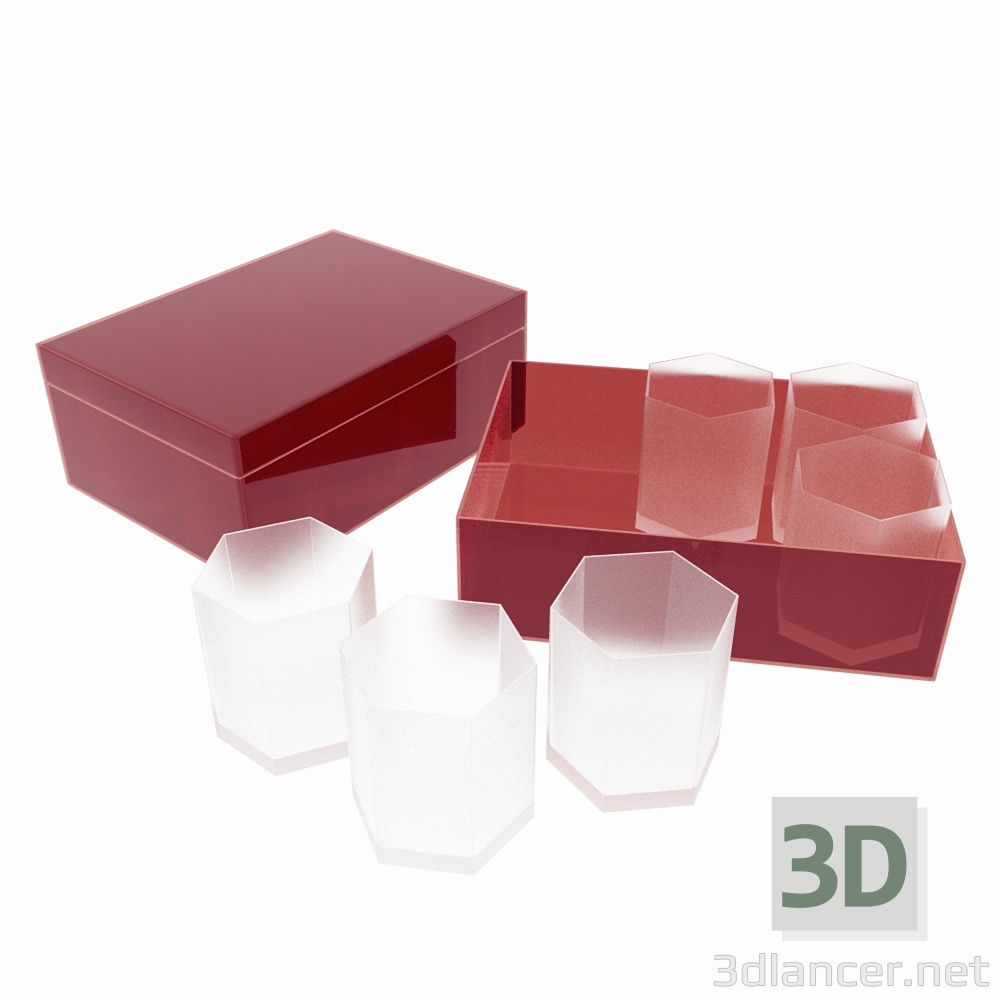 modello 3D Un set di bicchieri - anteprima
