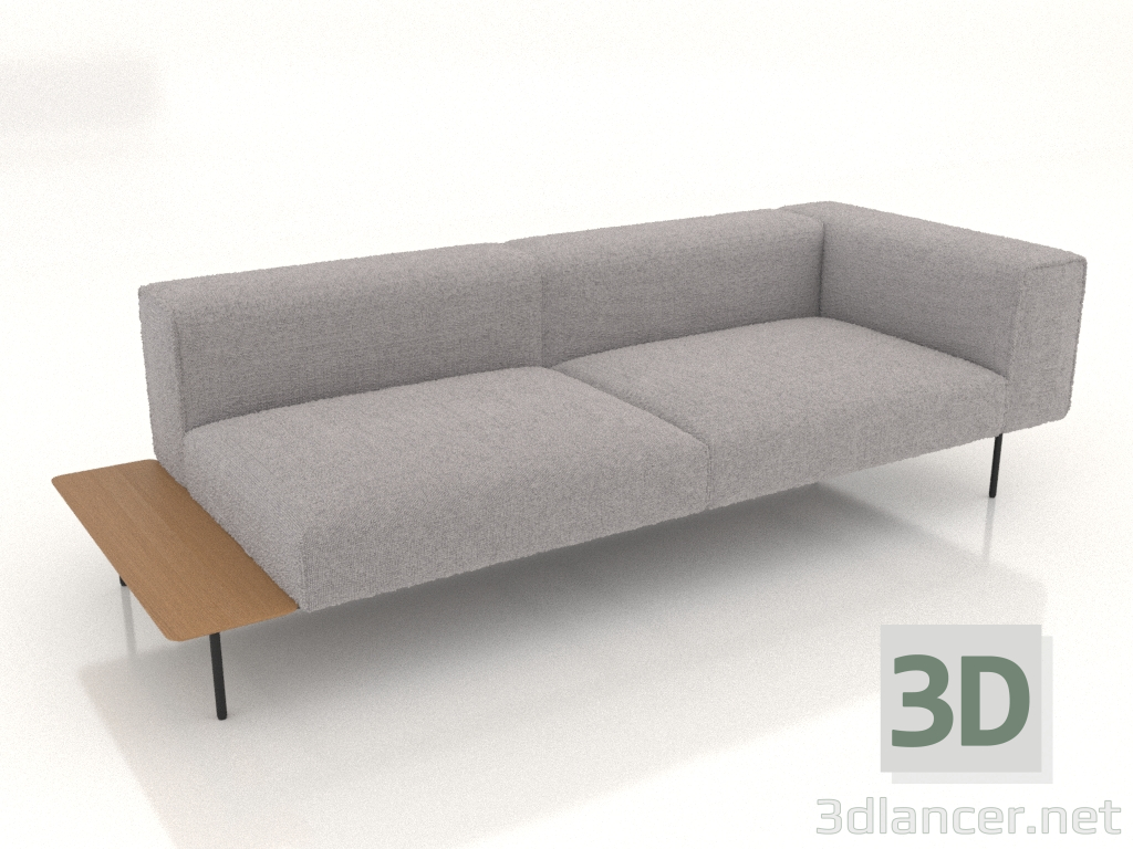 3D Modell Ein 3-Sitzer-Sofamodul mit einer Rückenlehne, einer Armlehne rechts und einer Ablage links - Vorschau