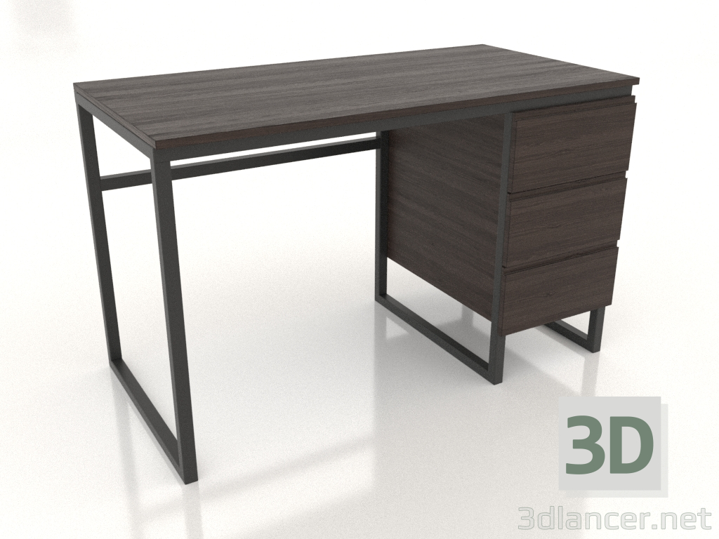 3D Modell Schreibtisch 1200x600 mm (Esche-Nussbaum) - Vorschau