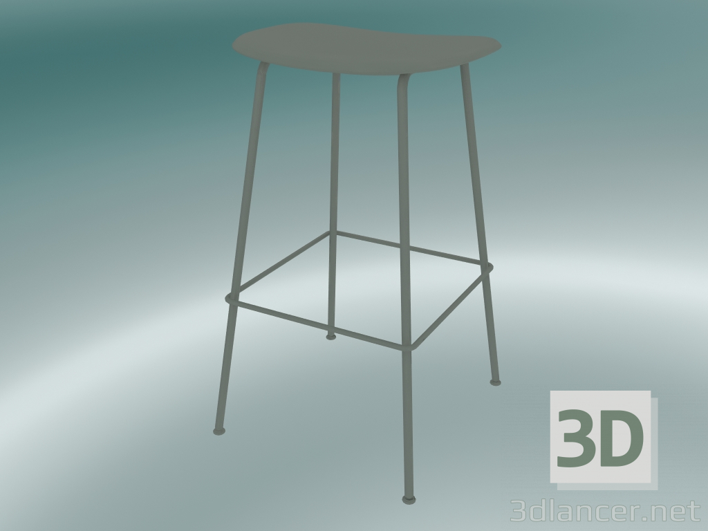 3D modeli Fiber boru tabanlı bar taburesi (H 75 cm, Gri) - önizleme