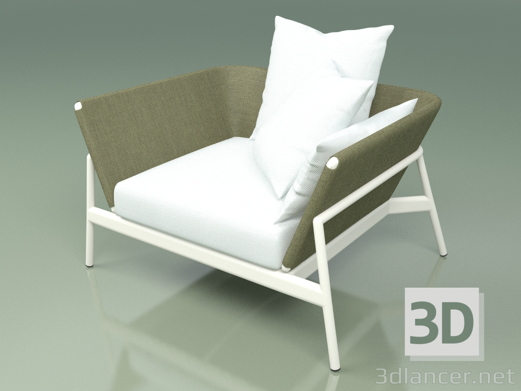 modèle 3D Canapé 001 (Métal Lait, Batyline Olive) - preview