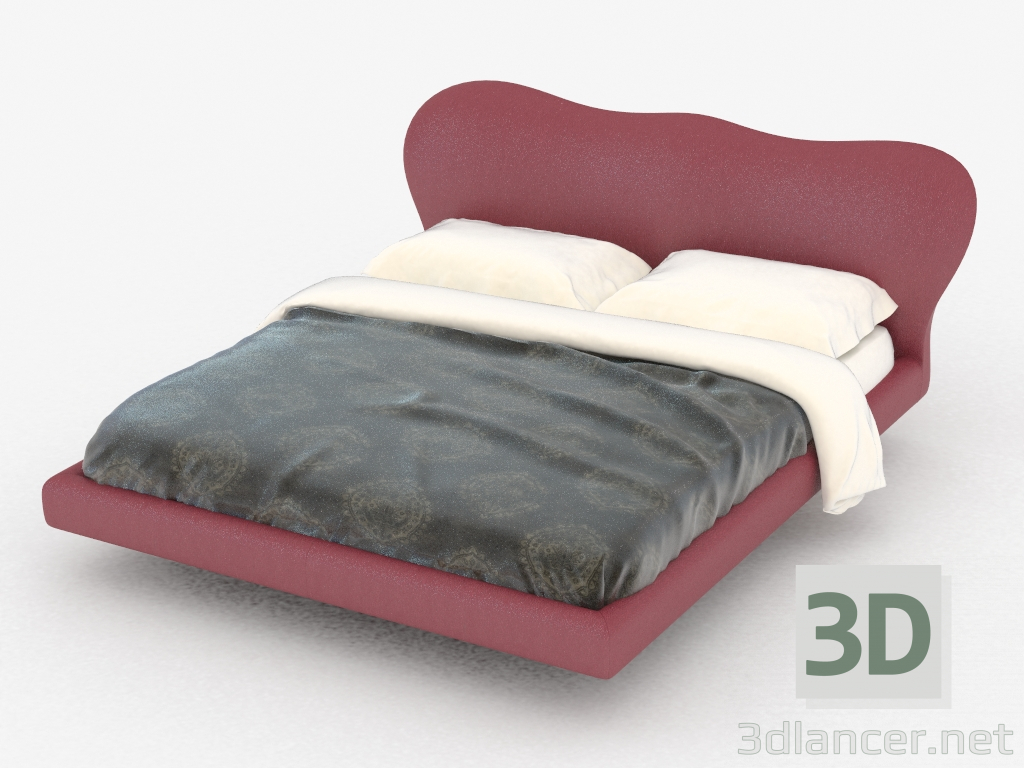 3d model Double bed with Marilyn leather upholstery - preview