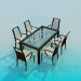 3d model Conjunto mesa con sillas - vista previa