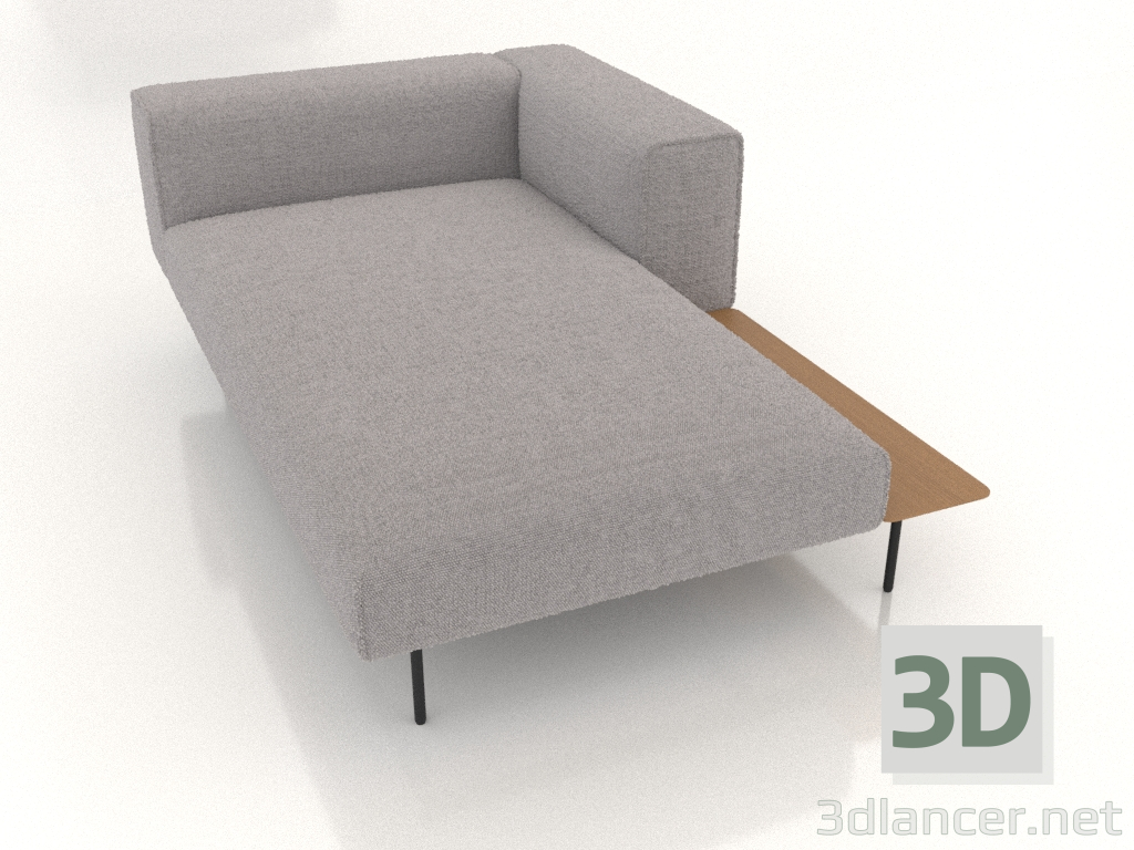 3d model A chaise longue with an armrest and a shelf on the right - preview