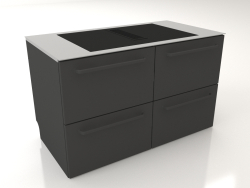 Large induction hob with drawers 120 cm (black)