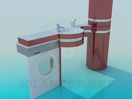 3d модель Умывальник со стойкой – превью 3d модель Умывальник со стойкой – превью
