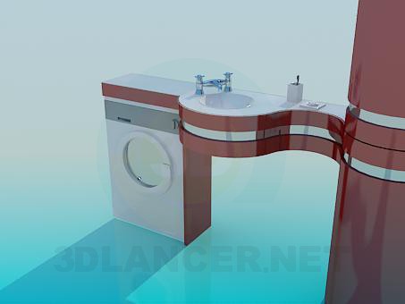 3d модель Умывальник со стойкой – превью 3d модель Умывальник со стойкой – превью