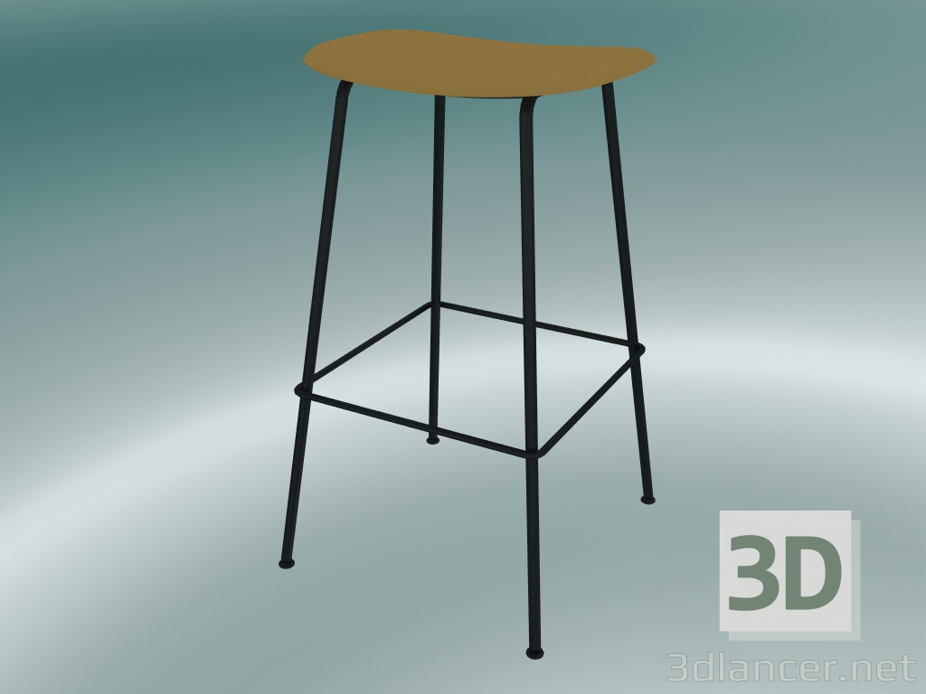 3d model Bar stool with Fiber tube base (H 75 cm, Ocher, Black) - preview