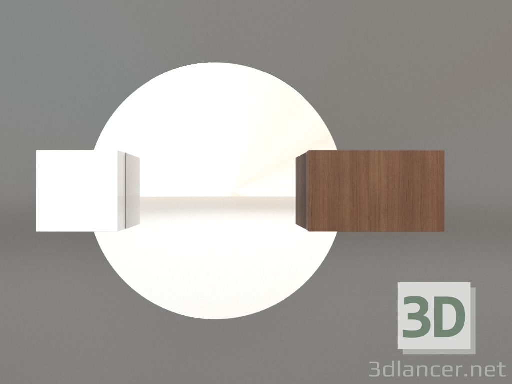 modello 3D Specchio ZL 07 (750x500, legno marrone chiaro, bianco) - anteprima