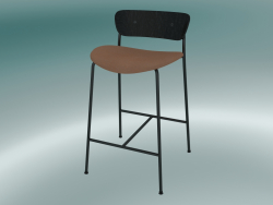Bar stool Pavilion (AV8, H 85cm, 48х50cm, Black stained oak, Leather - Cognac Silk)
