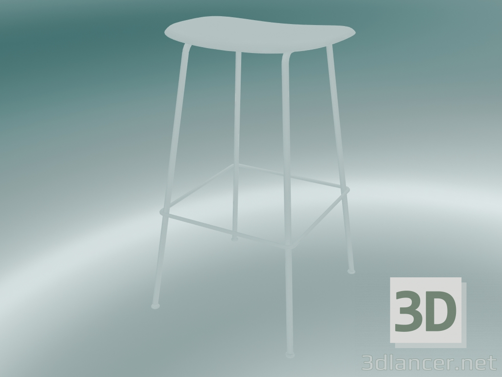 3D Modell Barhocker mit Fiberrohrgestell (H 75 cm, Weiß) - Vorschau
