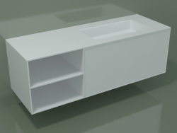 Washbasin with drawer and compartment (06UC834D2, Glacier White C01, L 144, P 50, H 48 cm)