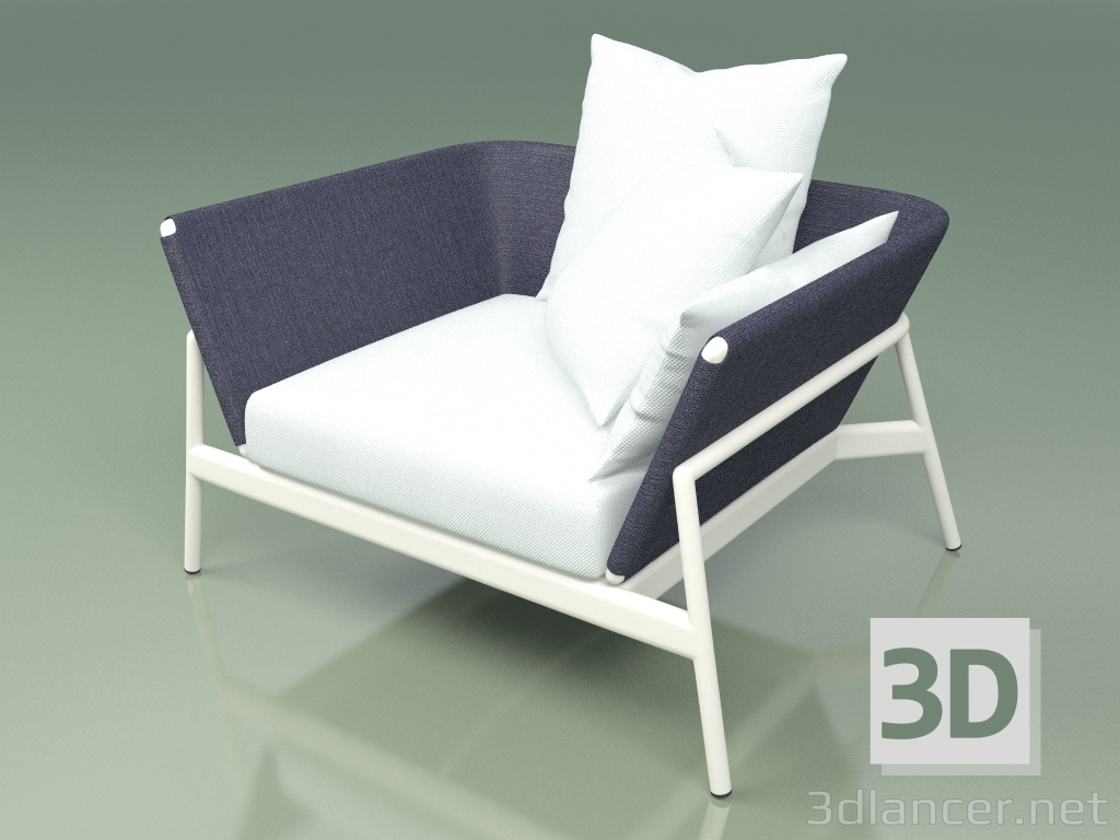 modèle 3D Canapé 001 (Métal Lait, Batyline Bleu) - preview