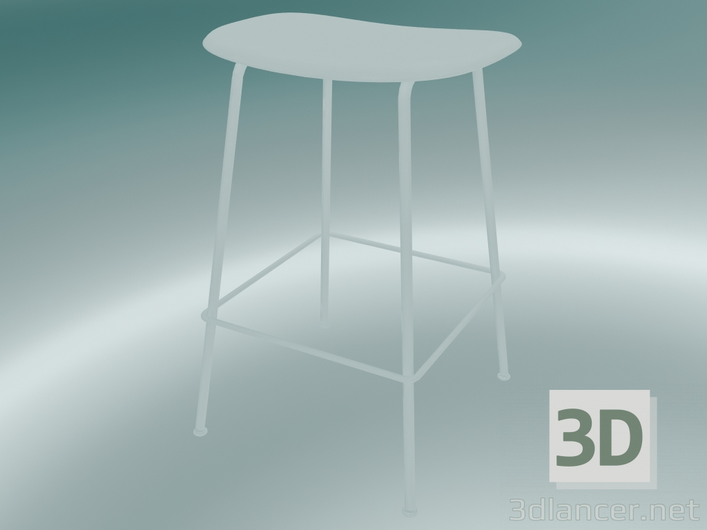 3D Modell Barhocker mit Fiberrohrgestell (H 65 cm, Weiß) - Vorschau
