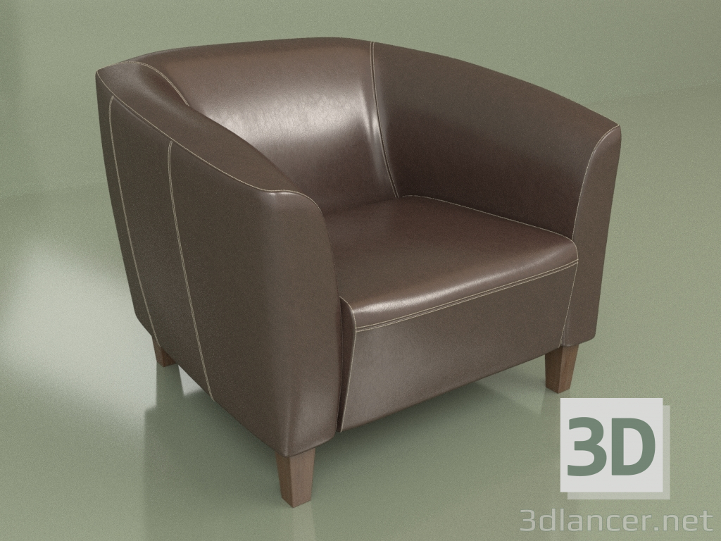 3d model Oxford armchair (Brown leather) - preview