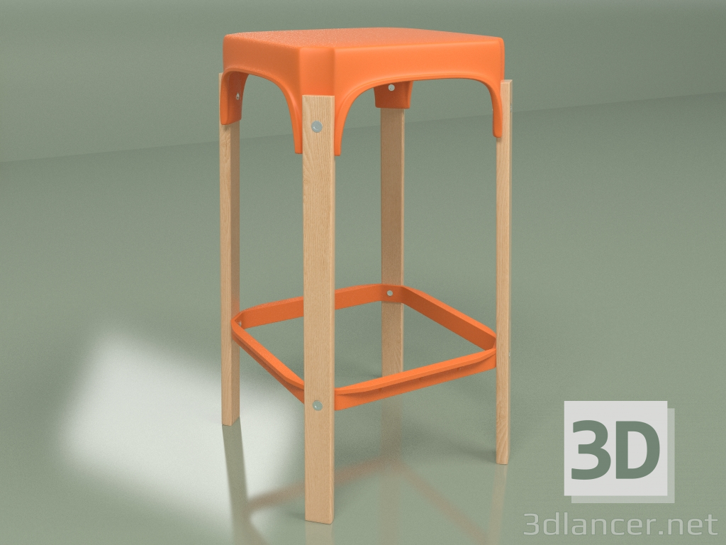 3D modeli Bar taburesi Steelwood - önizleme