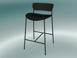 Bar stool Pavilion (AV8, H 85cm, 48х50cm, Walnut, Leather - Black Silk)
