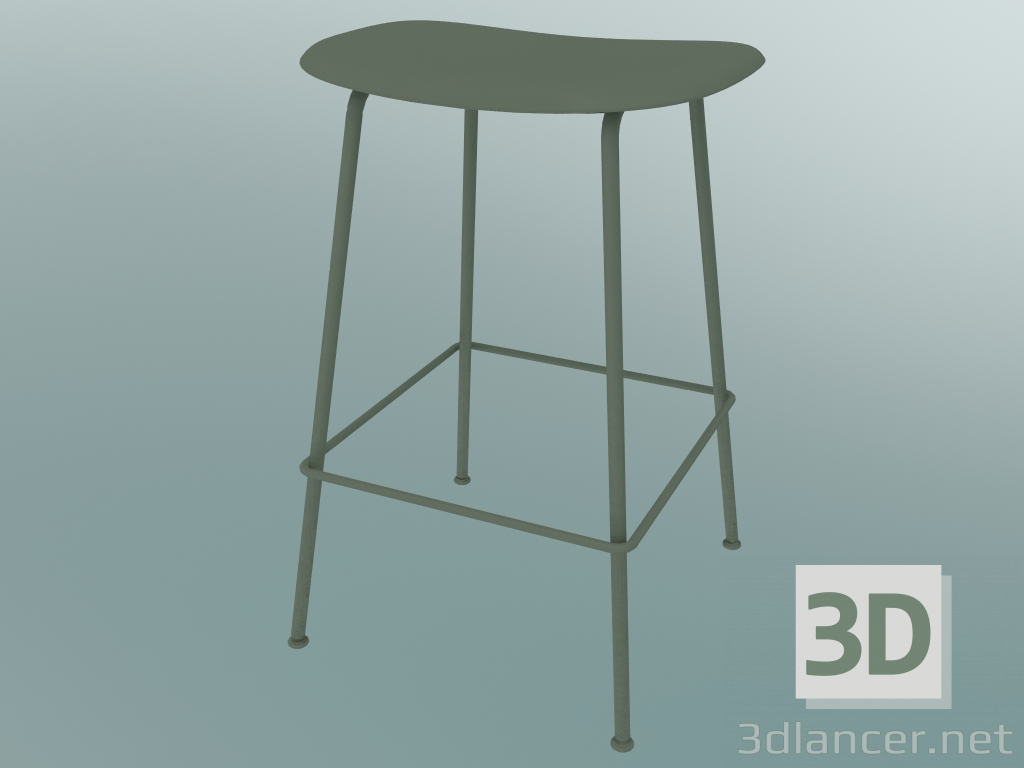 3d model Bar stool with Fiber tube base (H 65 cm, Dusty Green) - preview
