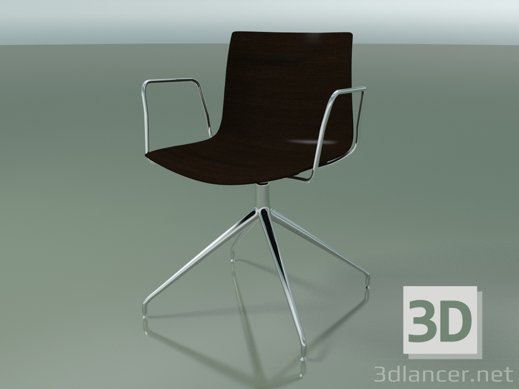 3d model Chair 0377 (swivel, with armrests, without upholstery, LU1, wenge) - preview