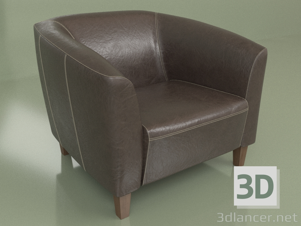 3d model Oxford armchair (Brown2 leather) - preview