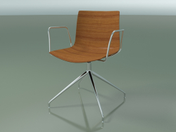 Chair 0377 (swivel, with armrests, without upholstery, LU1, teak effect)