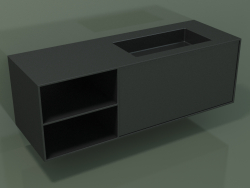 Lavabo avec tiroir et compartiment (06UC834D2, Deep Nocturne C38, L 144, P 50, H 48 cm)