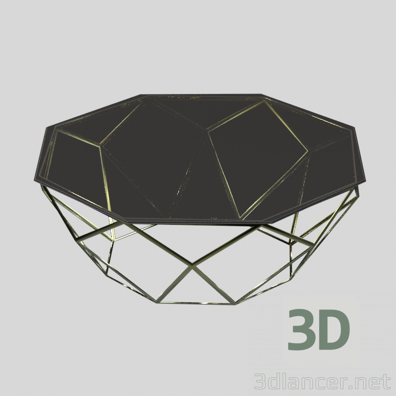 modello 3D Tavolino ottagonale - anteprima