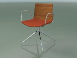 Chair 0279 (swivel, with armrests, with seat cushion, LU1, teak effect)