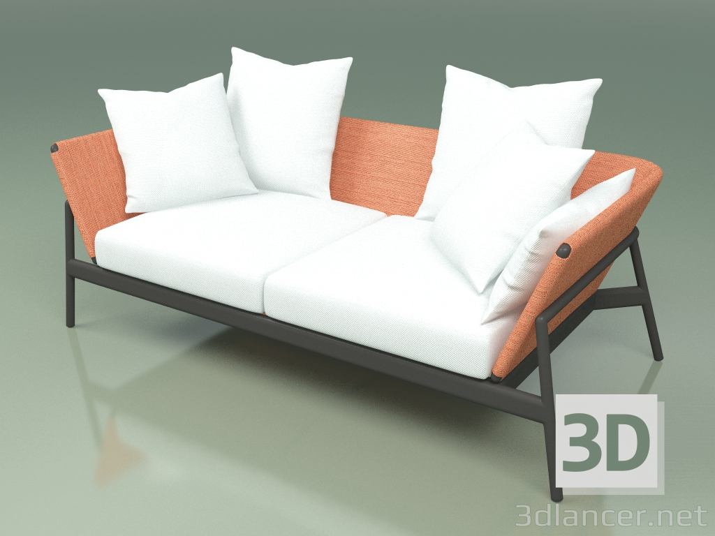 modèle 3D Canapé 002 (Métal Fumé, Batyline Orange) - preview