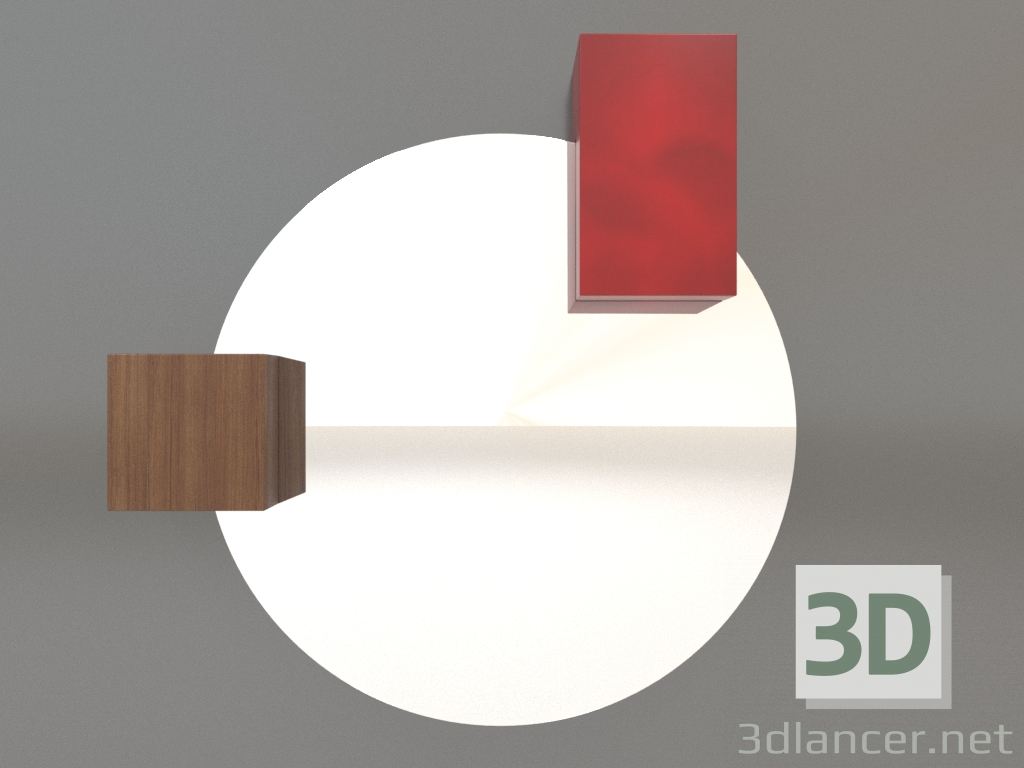 modello 3D Specchio ZL 07 (672х679, legno marrone chiaro, rosso) - anteprima