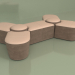 3D Modell Sofa-Pouf Molecule 5-Sitzer (Leder-Samt) - Vorschau