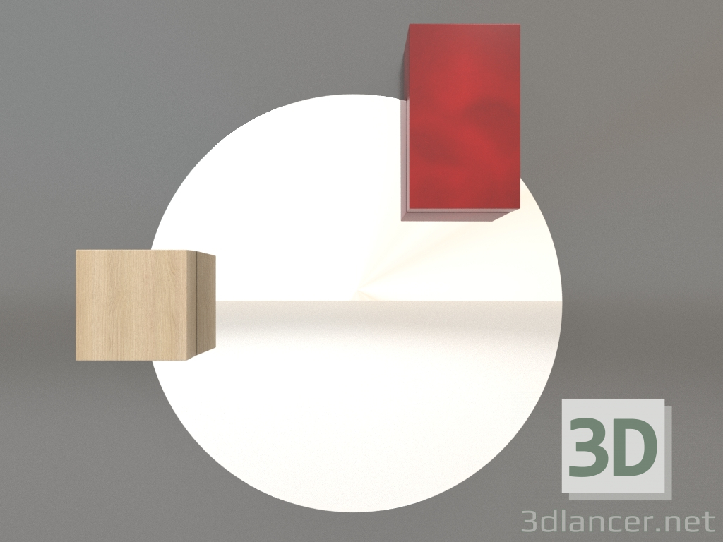 3D Modell Spiegel ZL 07 (672х679, Holz weiß, rot) - Vorschau
