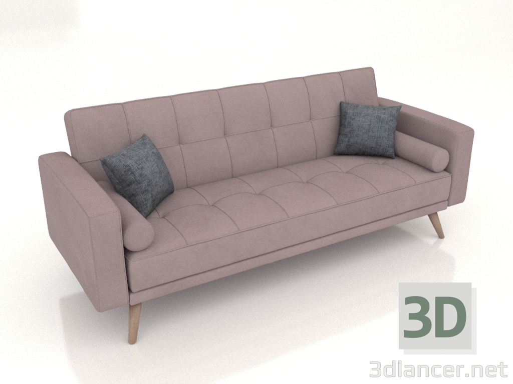 modello 3D Divano letto Scandinavia (rosa cenere) - anteprima