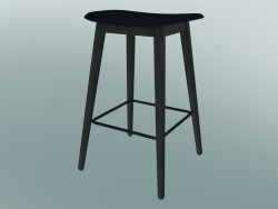 Bar stool with Fiber wood base (H 65 cm, Black)