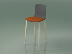 Bar chair 3999 (4 wooden legs, polypropylene, with a pillow on the seat, white birch)