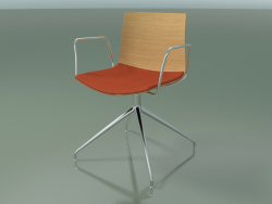 Sandalye 0279 (döner, kolçaklı, koltuk minderli, LU1, doğal meşe)