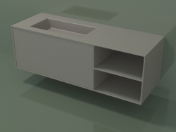 Lavabo avec tiroir et compartiment (06UC834S2, Clay C37, L 144, P 50, H 48 cm)