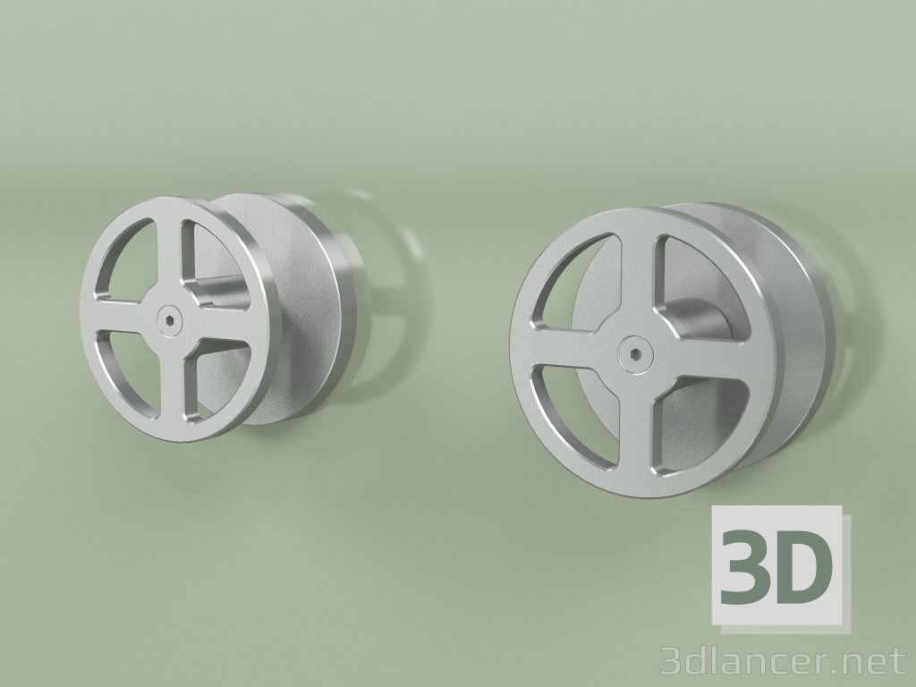 3D modeli Duvara monte 2 karıştırma kapatma vanası seti (20 63 V, AS) - önizleme