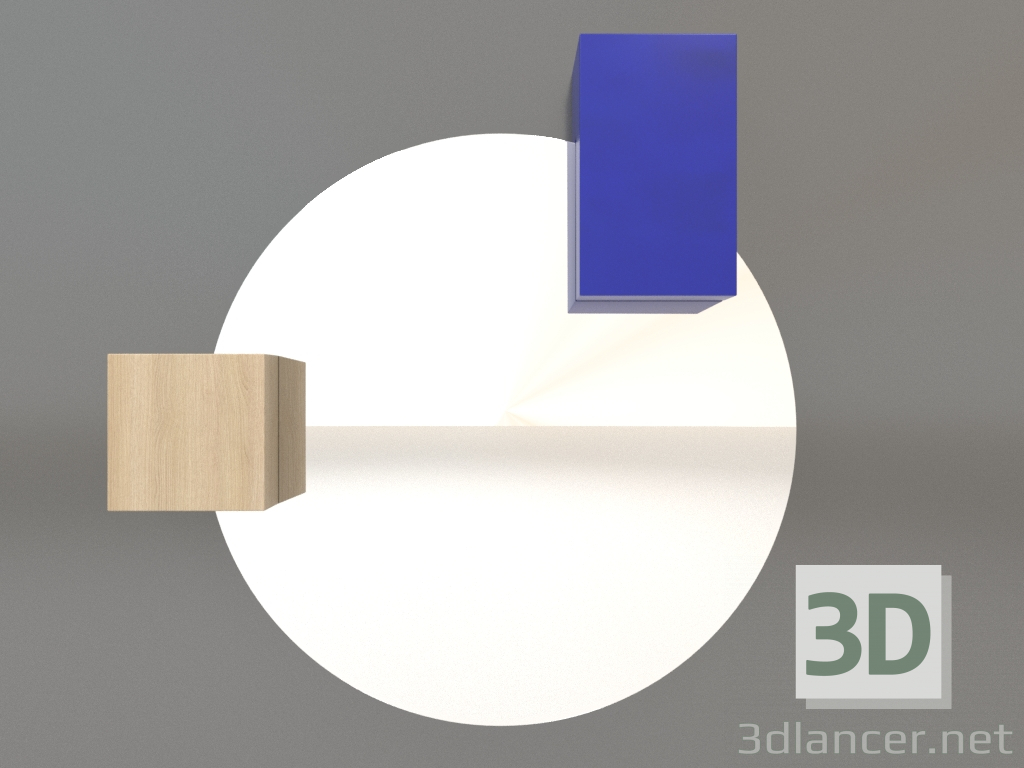 modello 3D Specchio ZL 07 (672х679, legno bianco, blu) - anteprima