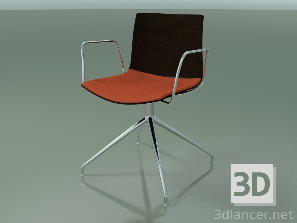 3D Modell Stuhl 0279 (drehbar, mit Armlehnen, mit Sitzkissen, LU1, wenge) - Vorschau