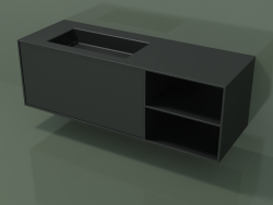 Lavabo avec tiroir et compartiment (06UC834S2, Deep Nocturne C38, L 144, P 50, H 48 cm)