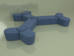 Molécula de pufe de sofá de 11 lugares (veludo)