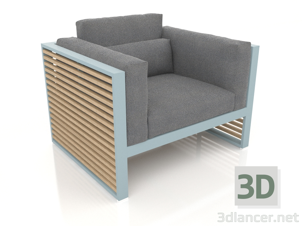 3d model Lounge chair with a high back (Blue gray) - preview