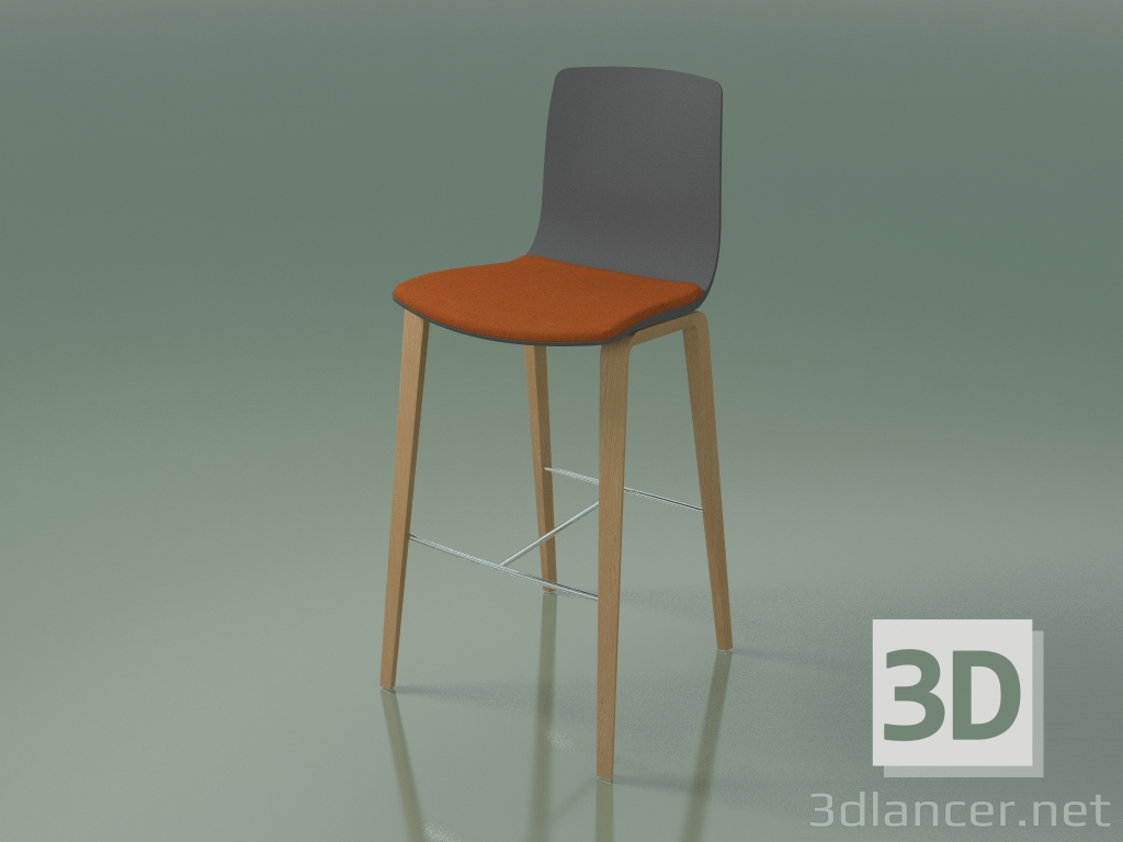 modello 3D Sedia bar 3999 (4 gambe in legno, polipropilene, con cuscino sul sedile, rovere) - anteprima