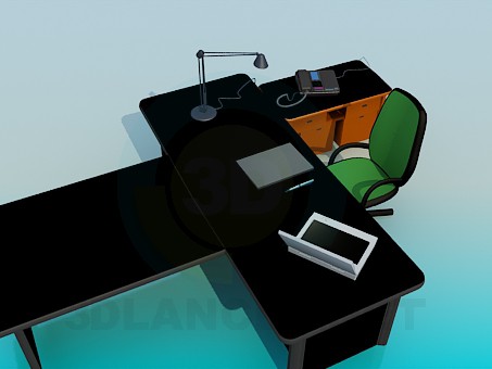 3d модель Робочий стіл для керівника – превью