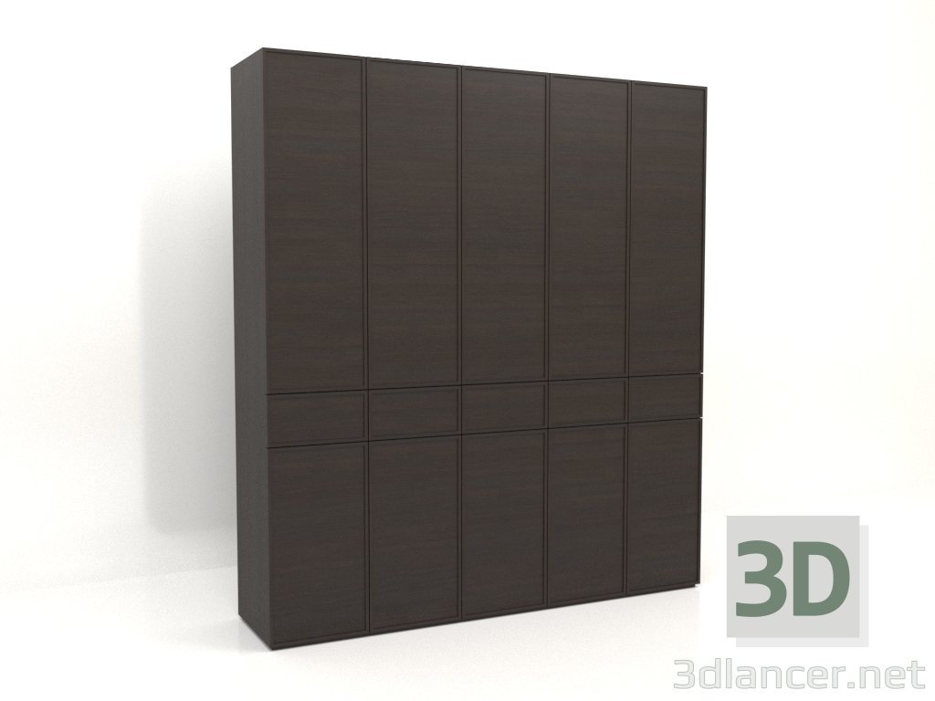 3d model Wardrobe MW 03 wood (2500x580x2800, wood brown dark) - preview