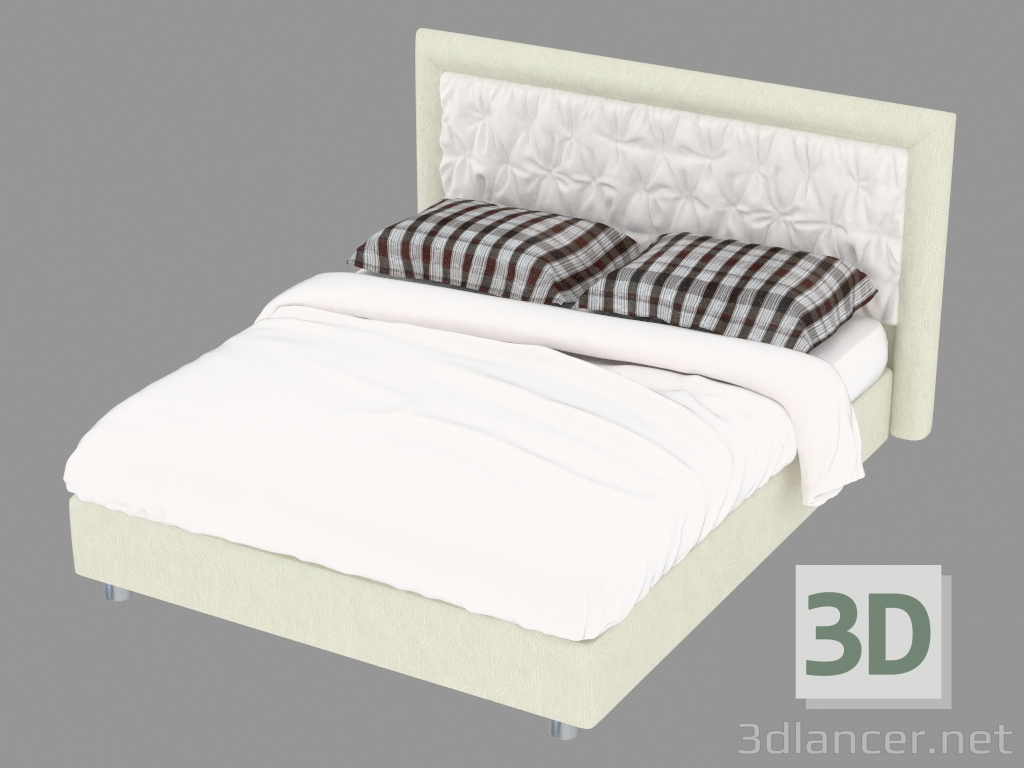 3D modeli Deri döşemeli çift kişilik yatak Pochette - önizleme