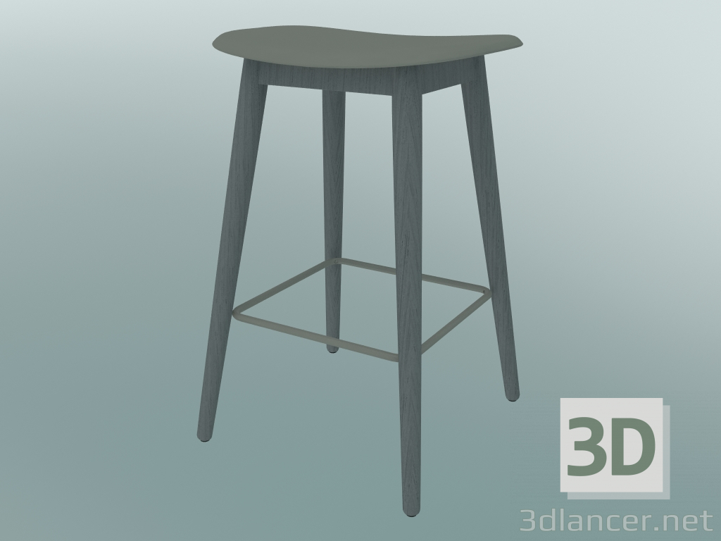 3D modeli Fiber ahşap tabanlı çubuk tabure (H 65 cm, Gri) - önizleme