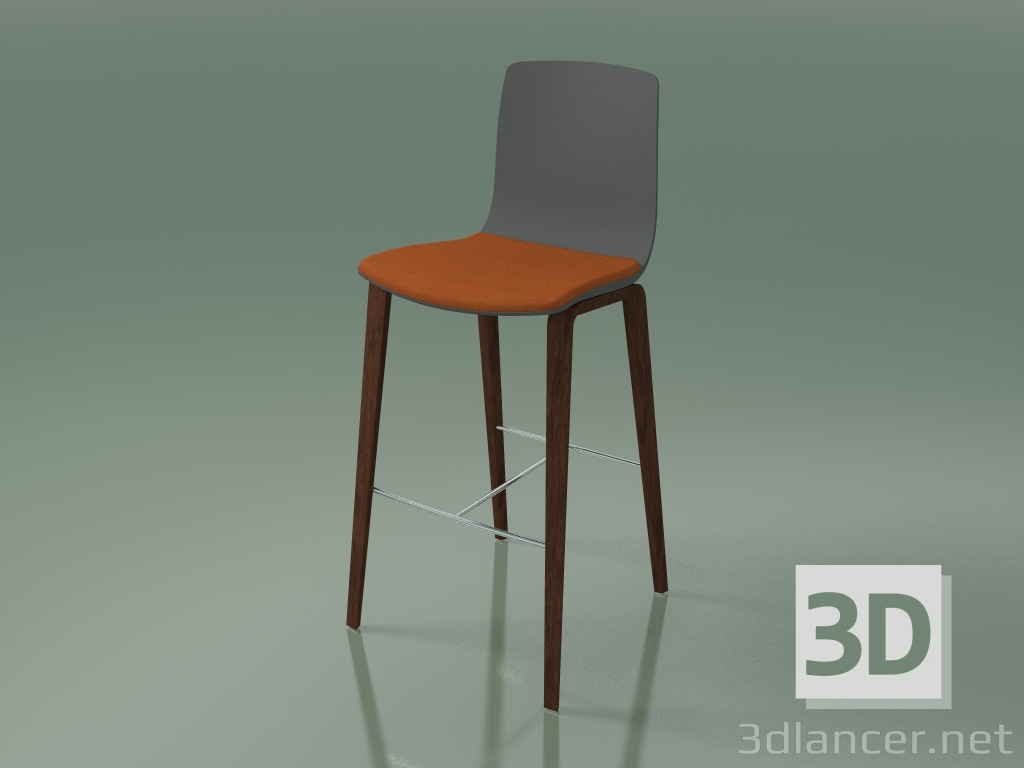 3d model Silla de bar 3999 (4 patas de madera, polipropileno, con una almohada en el asiento, nogal) - vista previa